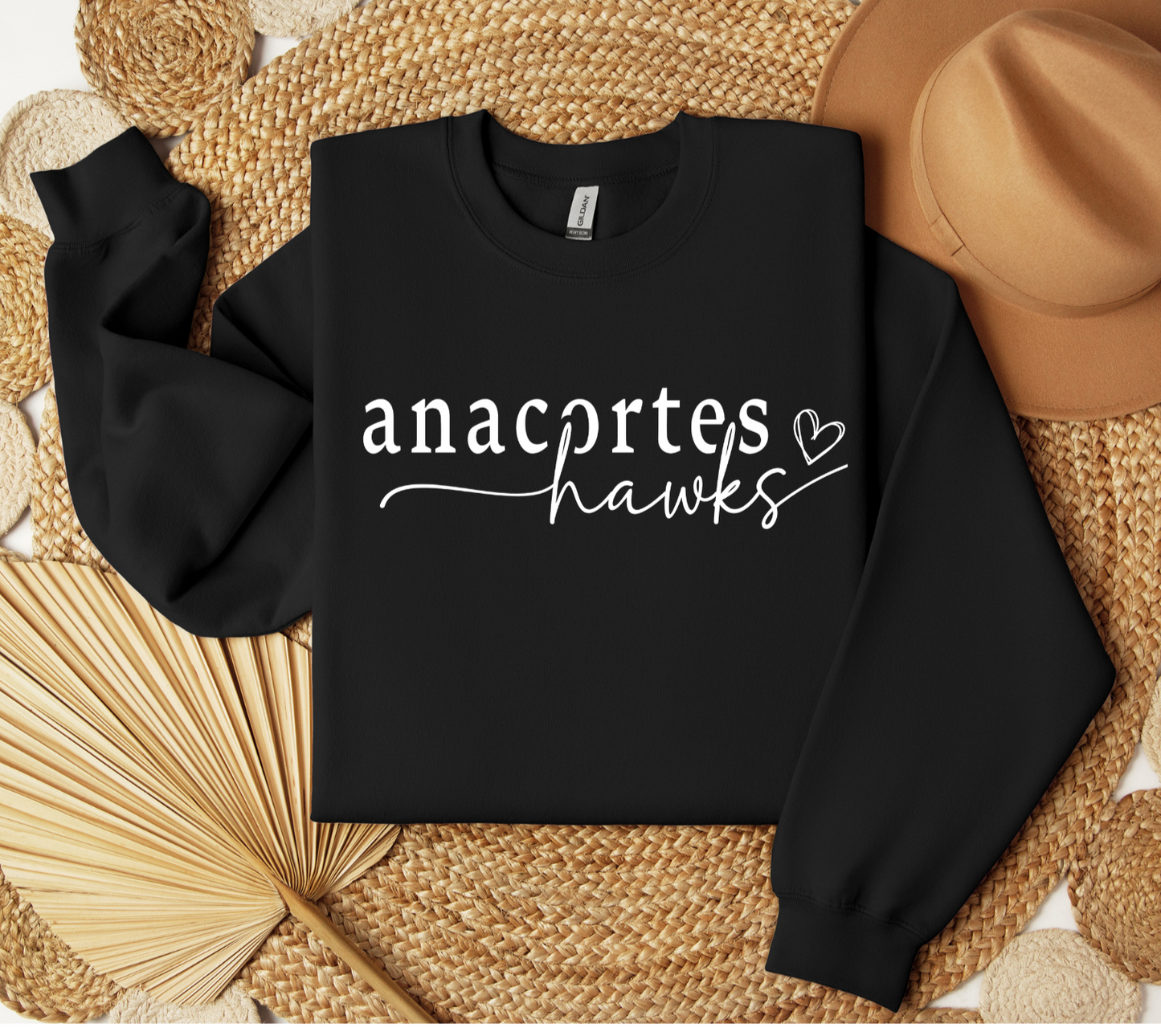 Anacortes Hawks Heart Crewneck