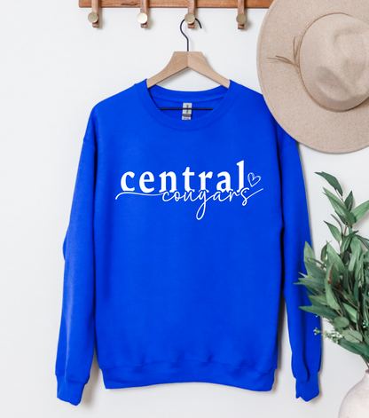 Central Cougars Heart Crewneck