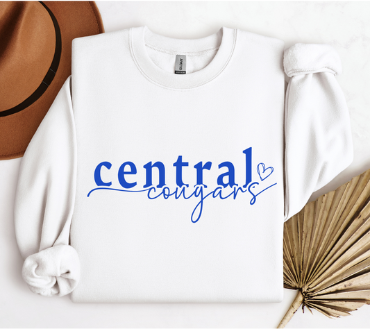 Central Cougars Heart Crewneck