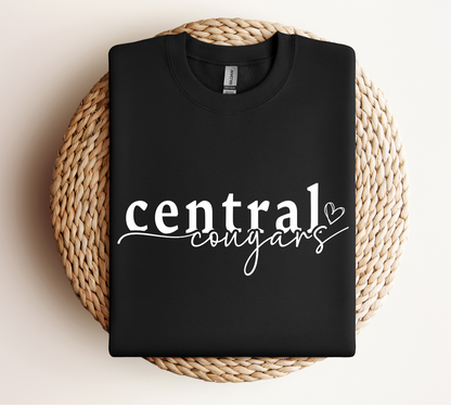 Central Cougars Heart Crewneck