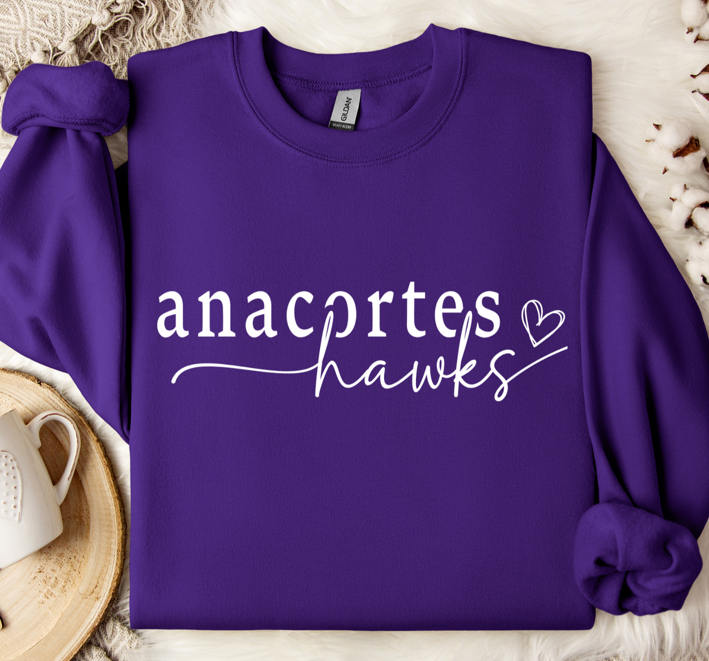 Anacortes Hawks Heart Crewneck