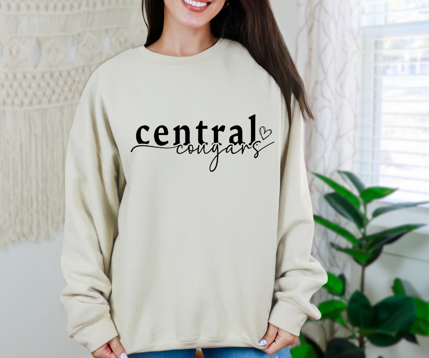 Central Cougars Heart Crewneck